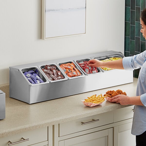 ServSense Large Stainless Hotel Pan Condiment Organizer Set – item 651HPHLDLK2 image 2