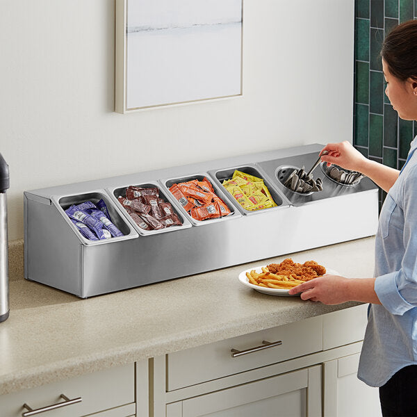 ServSense Large Stainless Hotel Pan Condiment Organizer Set – item 651HPHLDLKF1 image 2