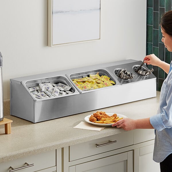 ServSense Large Stainless Hotel Pan Condiment Organizer Set – item 651HPHLDLKF2 image 2