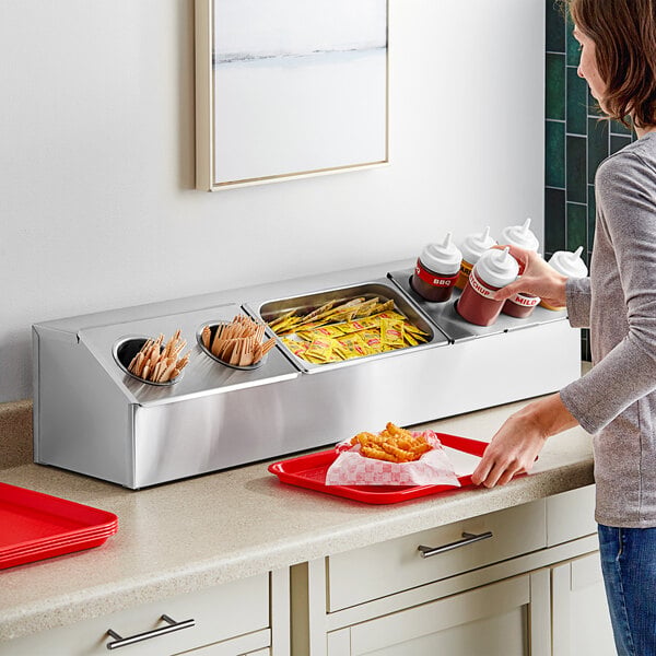 ServSense Large Stainless Hotel Pan Condiment Organizer Set – item 651HPHLDLKF3 image 2