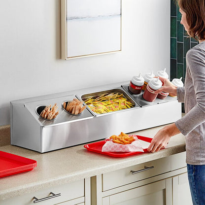 ServSense Large Stainless Hotel Pan Condiment Organizer Set – item 651HPHLDLKF3 image 2