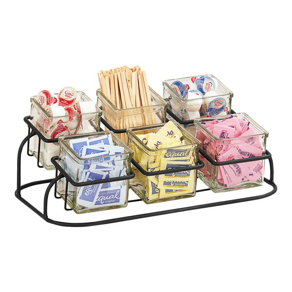16 1/2" x 10" 2-Tier Condiment Display w/ 6 Glass Jars – item 21122802613