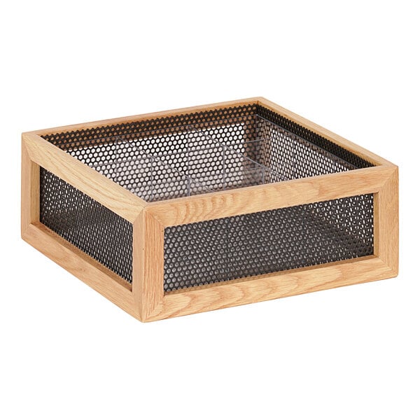 Cal-Mil 12" x 12" 9-Section Oak / Metal Condiment Organizer – item 21122915115