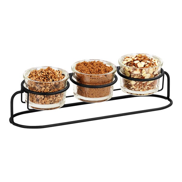 Cal-Mil 16" x 5" Black Condiment Display w/ (3) 16 oz. Jars – item 211226021613