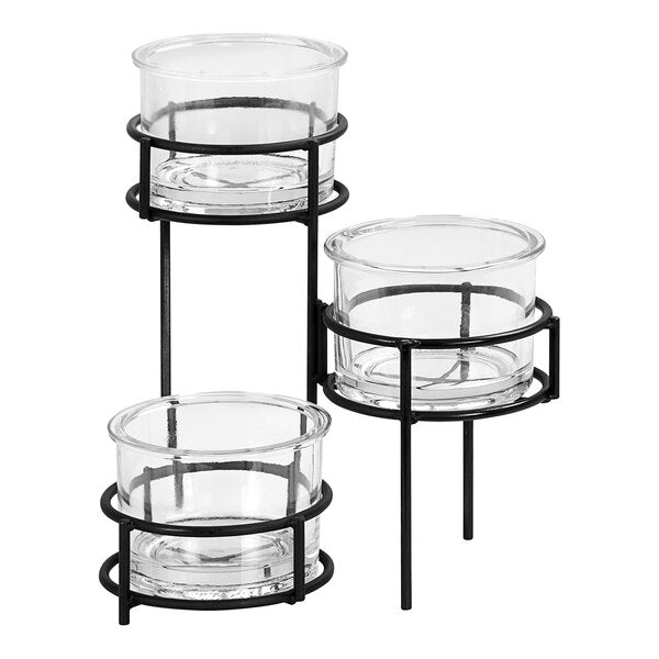 Cal-Mil 9" x 9" Black 3-Tier Condiment Display – item 211226043213