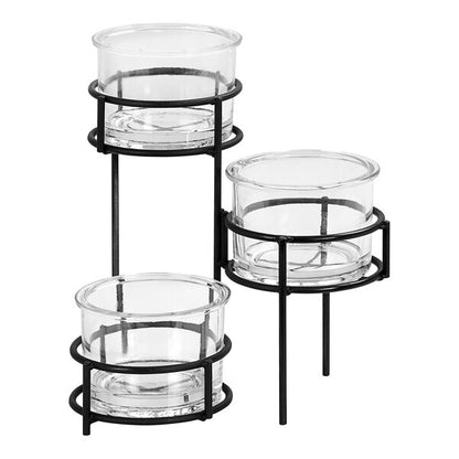 Cal-Mil 9" x 9" Black 3-Tier Condiment Display – item 211226043213