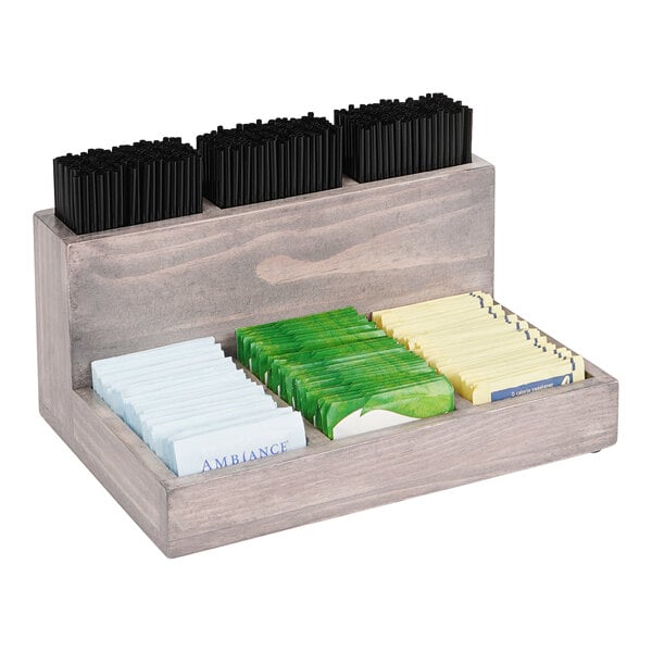 9" x 6 1/8" 6-Section Gray-Washed Pine Condiment Organizer – item 211796110 image 2