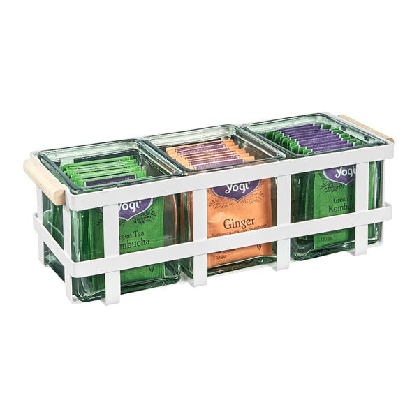 Cal-Mil Metal Condiment Organizer w/ 3 Glass Jars – item 21122440371