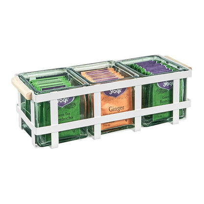 Cal-Mil Metal Condiment Organizer w/ 3 Glass Jars – item 21122440371