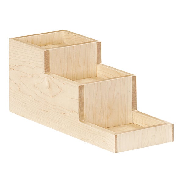 Cal-Mil Maple Wood 3-Step Condiment Display w/ 3 Glass Jars – item 211361271 image 2