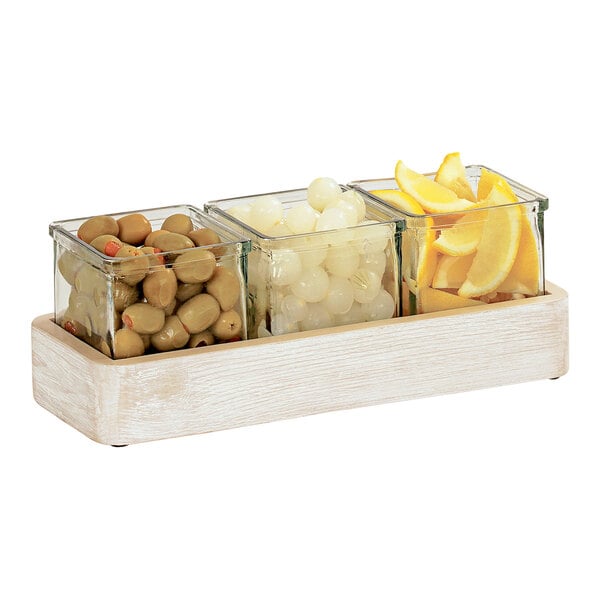 White-Was Condiment Organizer w/ 3 Glass Jars - 12 3/4" x 5" – item 211223843113