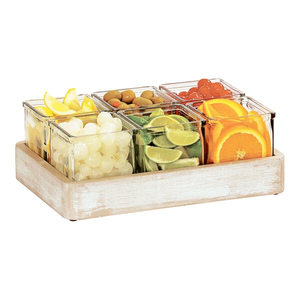 White-Was Condiment Organizer w/ 6 Glass Jars - 12 3/4" x 9" – item 211223846113