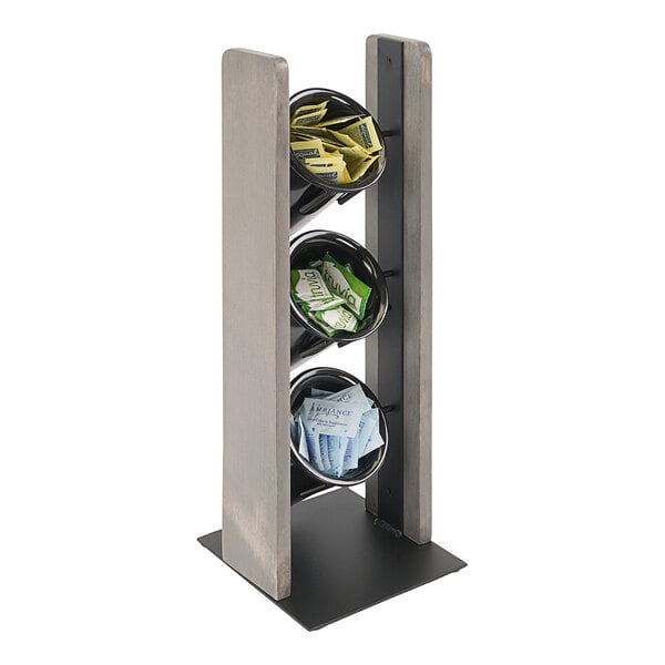 7 1/4" x 7 3/4" 3-Cylinder Gray-Washed Condiment Display – item 2113411110 image 2