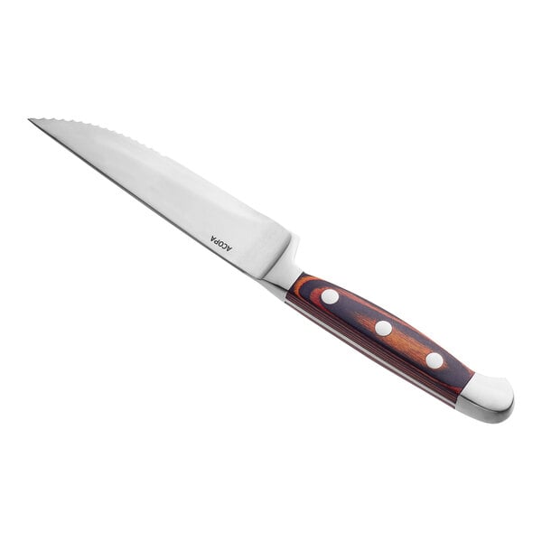 Acopa 5" Steak Knife w/ Natural Finish Wood Handle – item 26720502