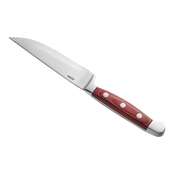 Acopa 5" Steak Knife w/ Cherry Finish Wood Handle – item 26720503