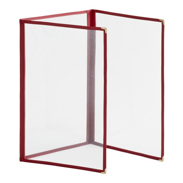 Choice 8 1/2" x 14" 6-View Trifold Three Pocket Menu Cover – item 1763TP8514BU