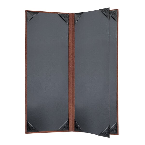 H. Risch, Inc. 4 1/4" x 11" Menu Cover w/ Picture Corners – item 759LHC4V41BR