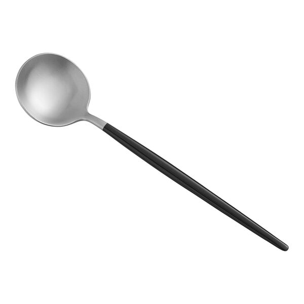 Acopa Odin Black / Silver 7 1/8" Brushed Bouillon Spoon – item 267540802SB