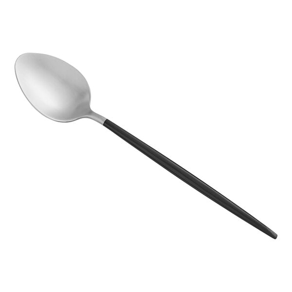 Acopa Odin Black / Silver 9" Brushed Dinner / Dessert Spoon – item 267540803SB