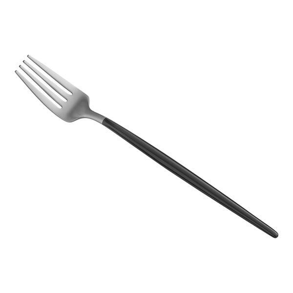Acopa Odin Black / Silver 7 5/16" Brushed Dessert Fork – item 267540806SB