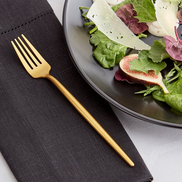 Acopa Odin Gold 7 5/16" Brushed X-Heavy Salad / Dessert Fork – item 267540806G image 2