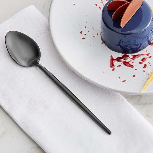 Acopa Odin Black 7 1/2" Brushed X-Heavy Teaspoon – item 267540801B image 2