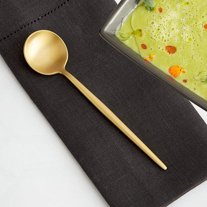 Acopa Odin Gold 7 1/8" Brushed X-Heavy Bouillon Spoon – item 267540802G image 2