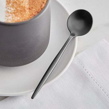 Acopa Odin Black 5 1/8" Brushed X-Heavy Demitasse Spoon – item 267540800B image 2