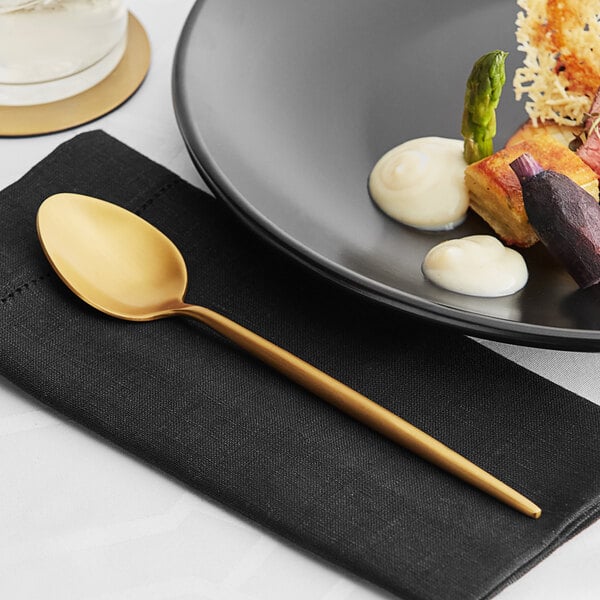 Acopa Odin Gold 9" Brushed X-Heavy Dinner / Dessert Spoon – item 267540803G image 2