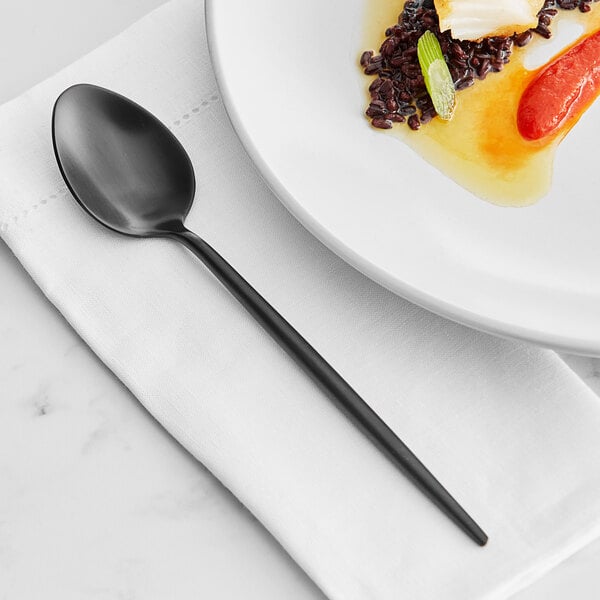 Acopa Odin Black 9" Brushed X-Heavy Dinner / Dessert Spoon – item 267540803B image 2