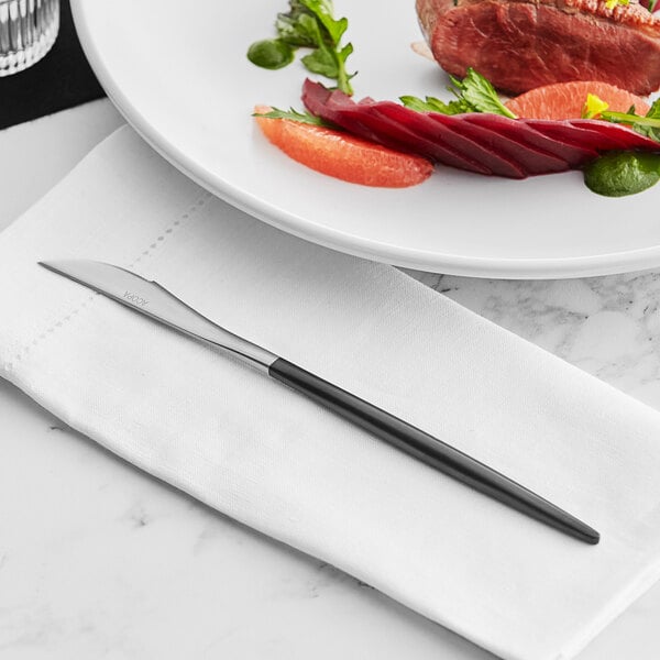 Acopa Odin Black / Silver 8 7/8" Brushed Dinner Knife – item 267540808SB image 2