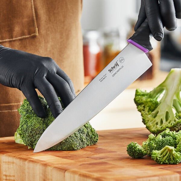 Schraf 10" Chef Knife w/ Purple Allergen-Free TPRgrip Handle – item 220VCHEFPL10 image 2