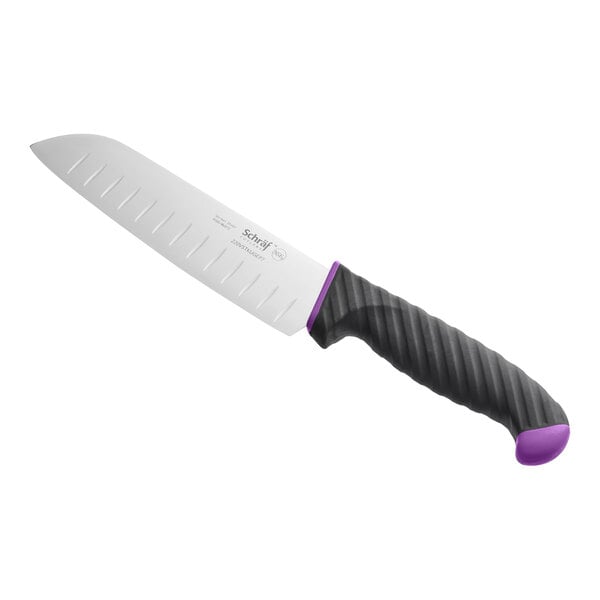 Schraf Santoku Knife w/ Purple Allergen-Free TPRgrip Handle – item 220VSTKUGEP7