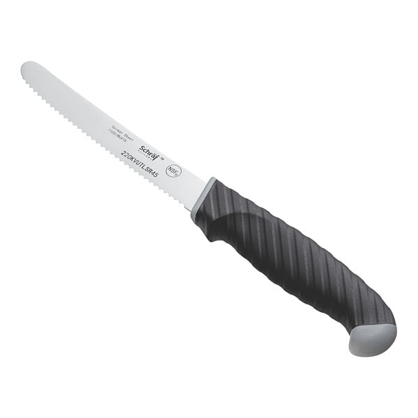 Schraf 4 1/2" Serrated Utility Knife w/ TPRGrip Handle – item 220KVUTLSR45