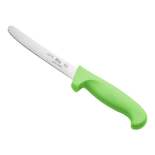 Choice 4 1/2" Serrated Edge Knife w/ Neon Green Handle – item 220KUT45NGRN
