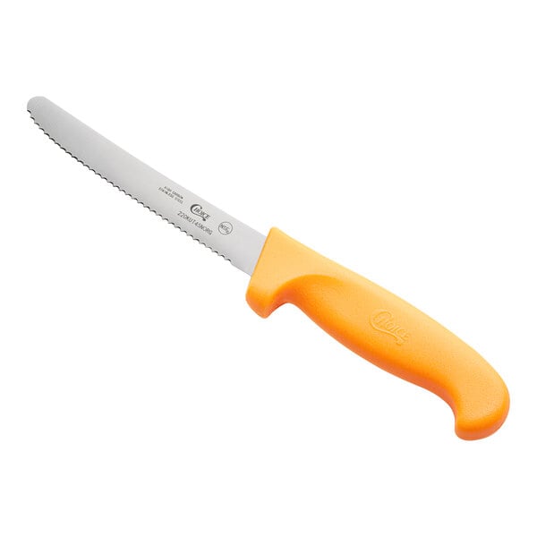 Choice 4 1/2" Serrated Edge Knife w/ Neon Orange Handle – item 220KUT45NORG