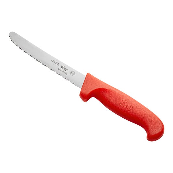 Choice 4 1/2" Serrated Edge Utility / Knife w/ Handle – item 220KUT45RED