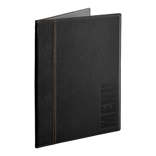 American Metalcraft Securit Faux Leather Menu Holder - Black – item 124MCTRLSBK