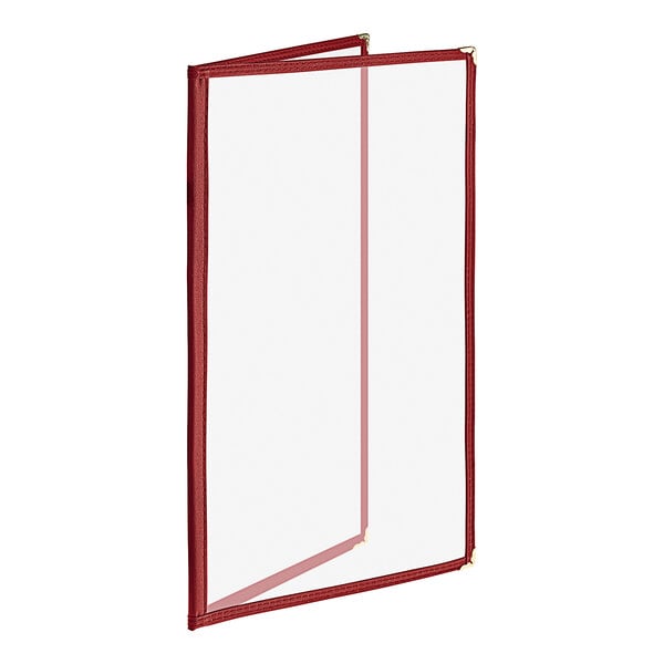 Choice 8 1/2" x 14" Burgundy 4-View Double Pocket Menu Cover – item 1762PK8514BU