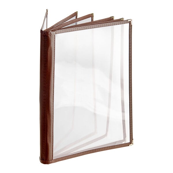 Thunder Group 8 1/2" x 11" Six Pocket Menu Cover - Brown – item 659SE360CBR