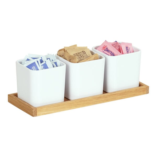 12 3/4" x 5" Condiment Organizer w/ 3 Square Melamine Jars – item 21112320621