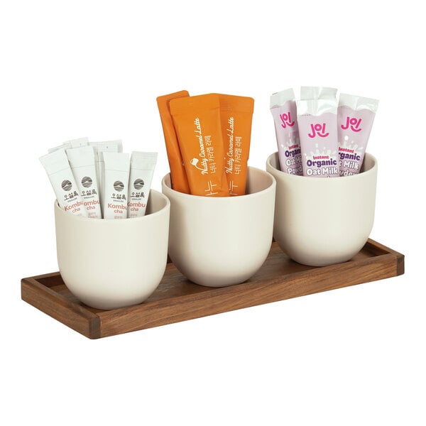 12 3/4" x 5" Condiment Organizer w/ 3 Round Melamine Jars – item 21112320478