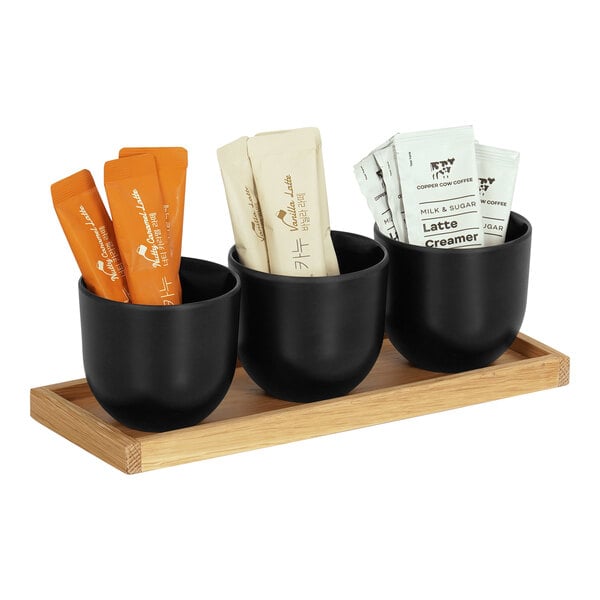 12 3/4" x 5" Condiment Organizer w/ 3 Round Melamine Jars – item 21112320521