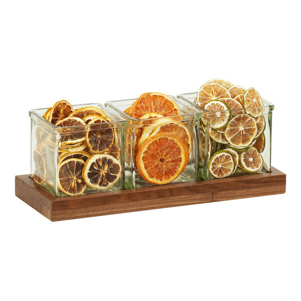 12 3/4" x 5" Condiment Organizer w/ 3 Square Glass Jars – item 21112318378