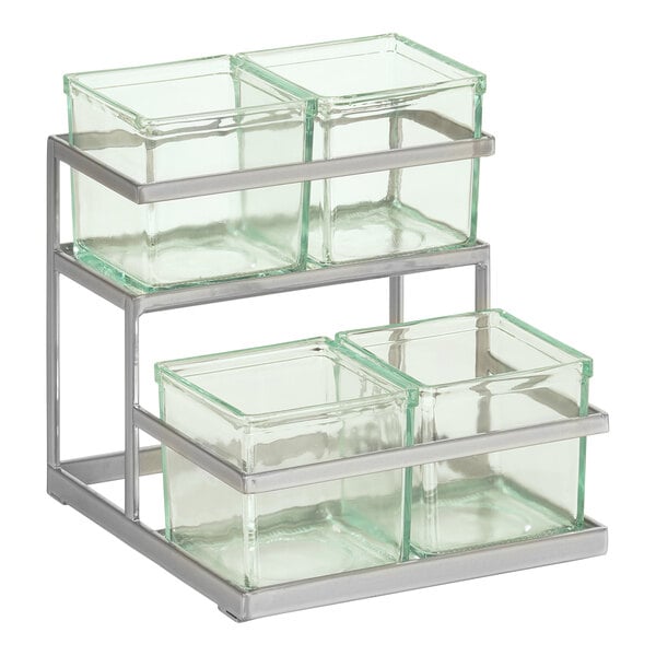 Cal-Mil Silver Condiment Display w/ 4 Glass Jars – item 2111360439