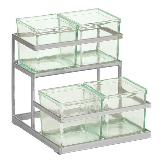 Cal-Mil Silver Condiment Display w/ 4 Glass Jars – item 2111360439