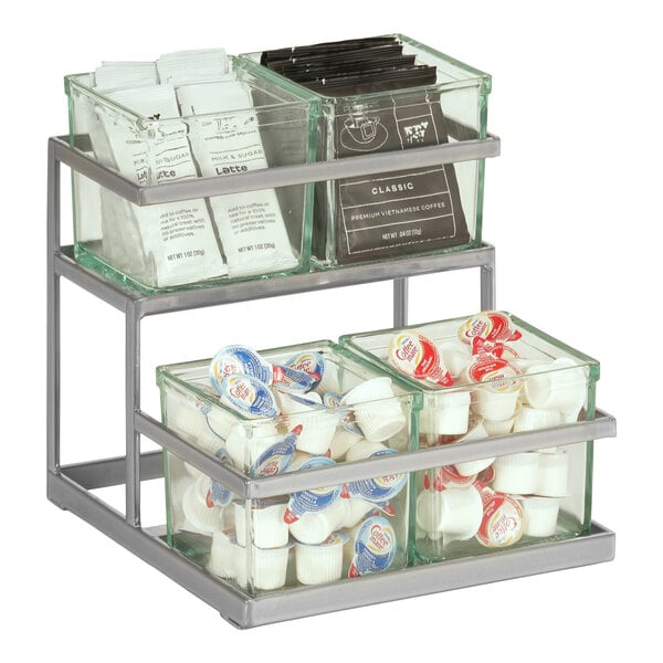 Cal-Mil Silver Condiment Display w/ 4 Glass Jars – item 2111360439 image 2