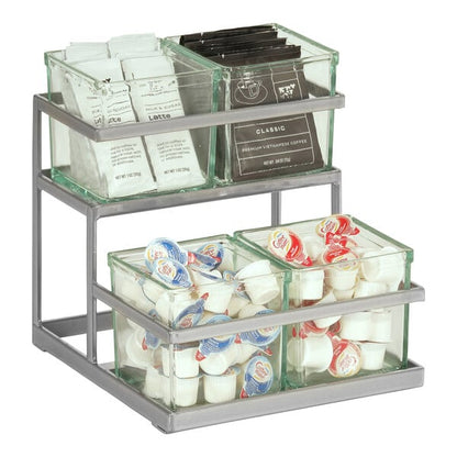 Cal-Mil Silver Condiment Display w/ 4 Glass Jars – item 2111360439 image 2