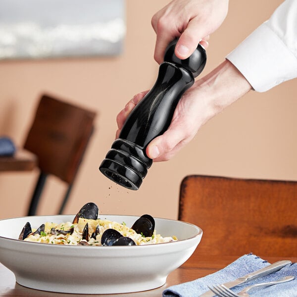 Acopa 8" Glossy Wooden Salt / Pepper Mill – item 176PM08BKSH image 2