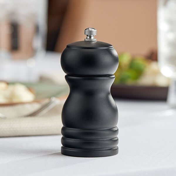 Acopa 4" Matte Wooden Salt / Pepper Mill – item 176PM04BK image 2